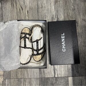 Chanel Black and Silver Women's Sandals